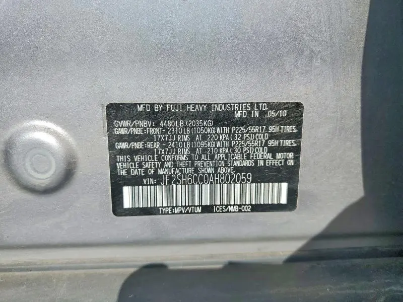 2010 SUBARU FORESTER 2.5X PREMIUM  