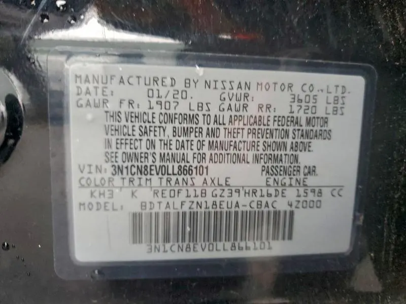 2020 NISSAN VERSA SV  