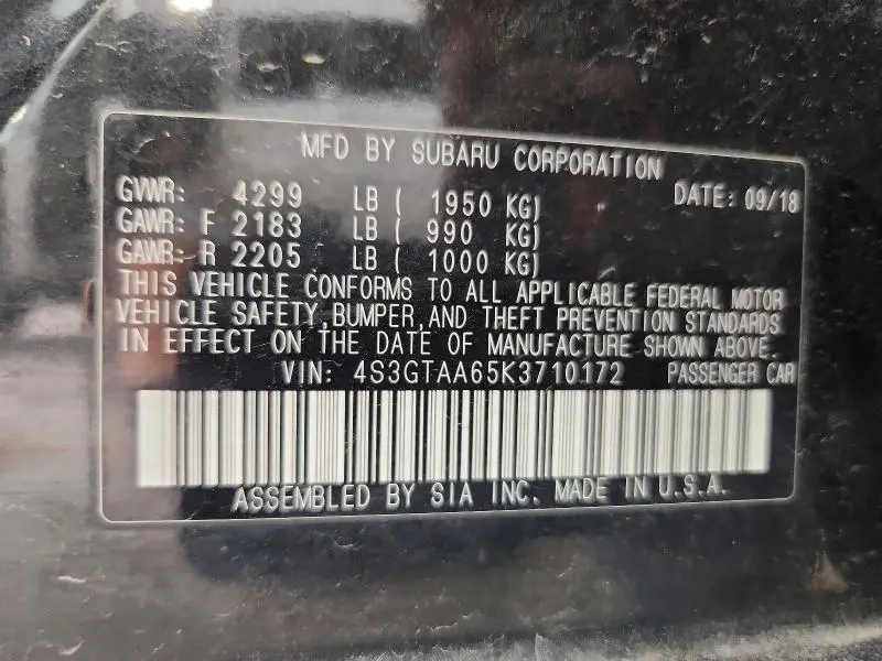 2019 SUBARU IMPREZA   