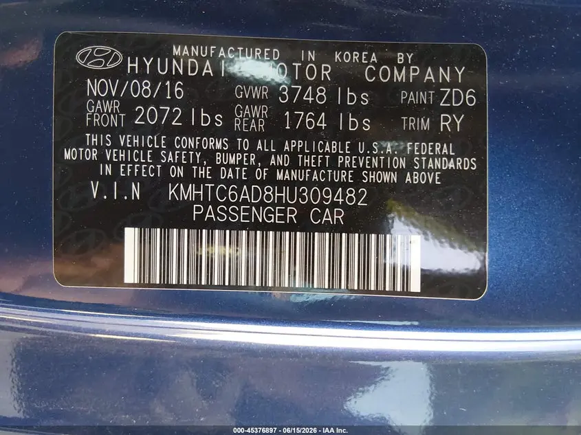 2017 HYUNDAI VELOSTER  