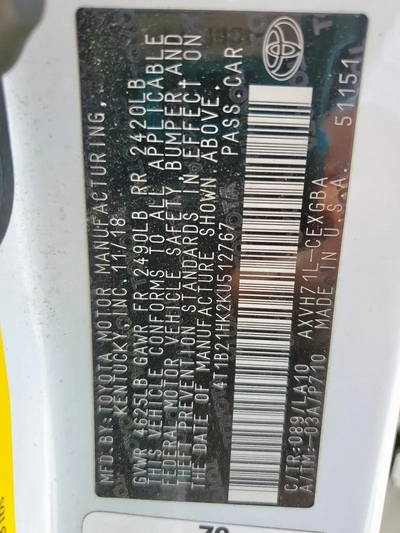 2019 TOYOTA CAMRY HYBRID  