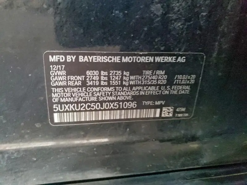 2018 BMW X6 XDRIVE35I  