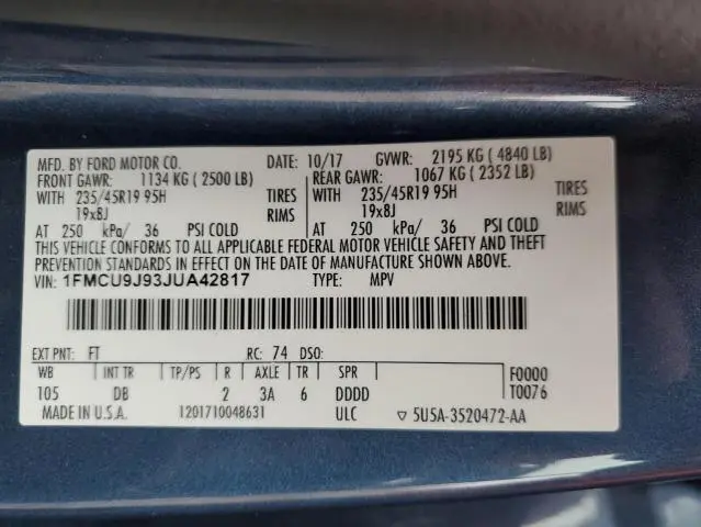 2018 FORD ESCAPE TITANIUM  