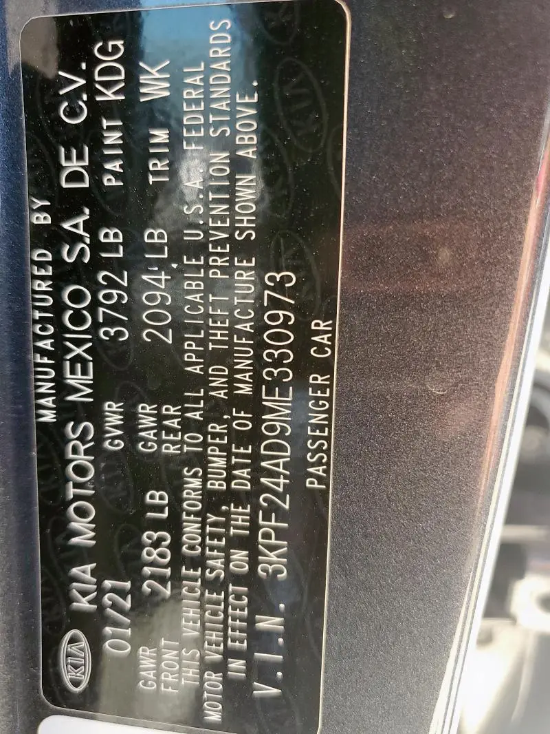 2021 KIA FORTE FE  
