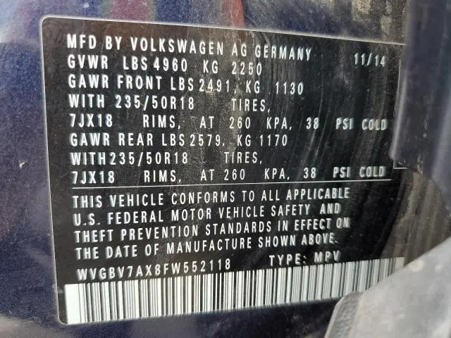 2015 VOLKSWAGEN TIGUAN S  
