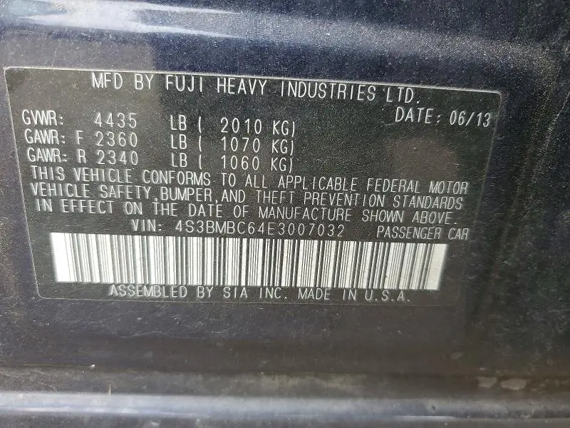 2014 SUBARU LEGACY 2.5I PREMIUM  