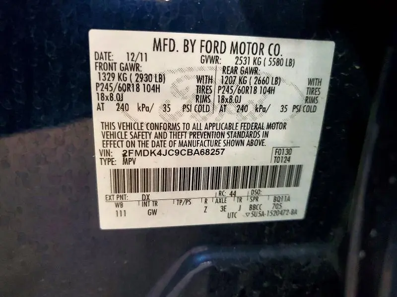 2012 FORD EDGE SEL  