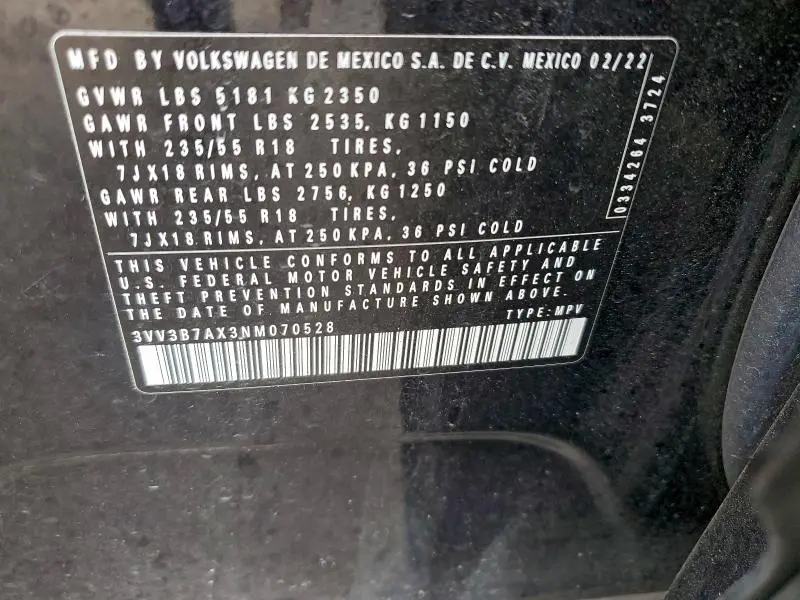 2022 VOLKSWAGEN TIGUAN SE  