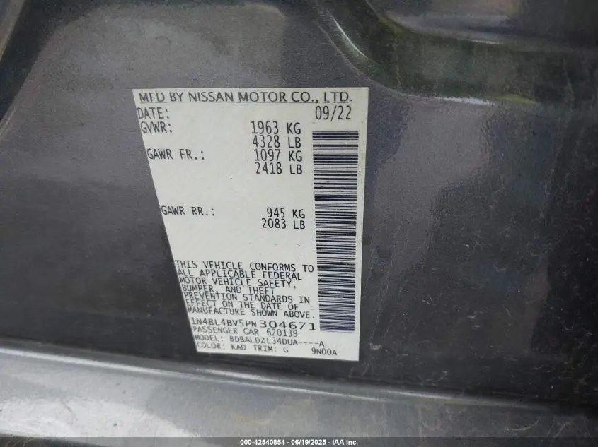 2023 NISSAN ALTIMA S FWD