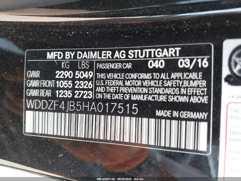 2017 MERCEDES-BENZ E 300  