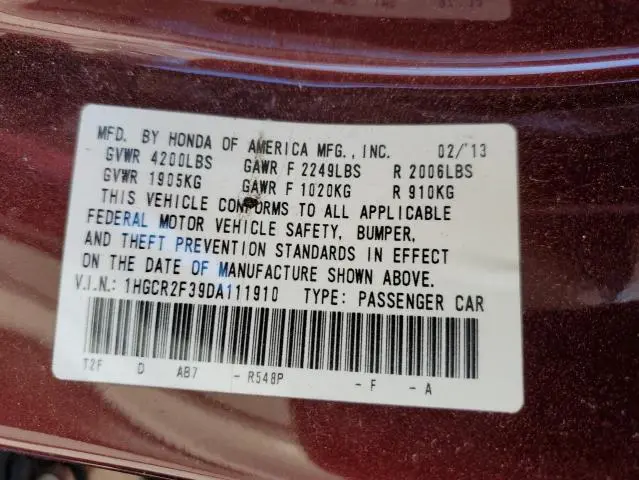 2013 HONDA ACCORD LX  