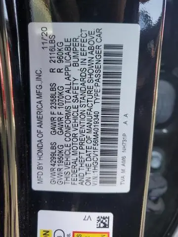 2021 HONDA ACCORD EXL  