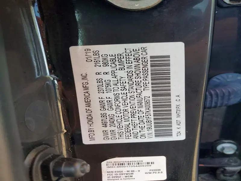 2019 ACURA TLX TECHNOLOGY  