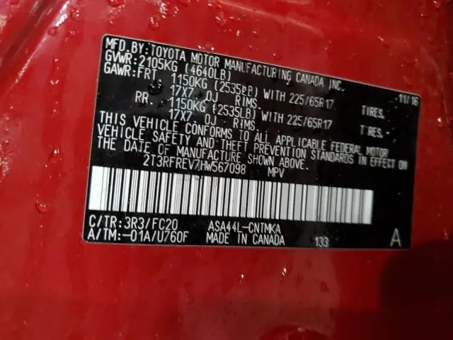 2017 TOYOTA RAV4 XLE  