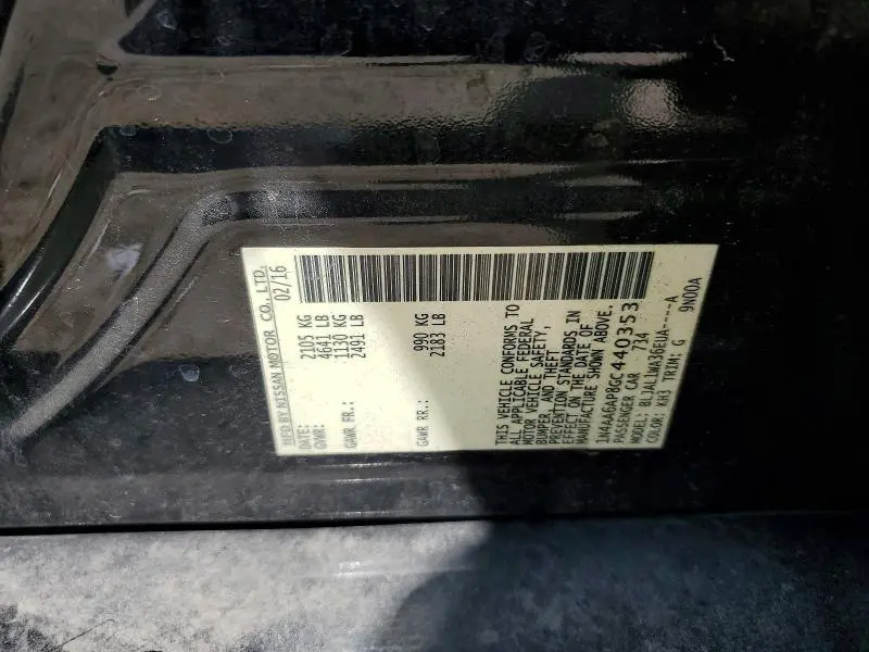 2016 NISSAN MAXIMA 3.5 SR  