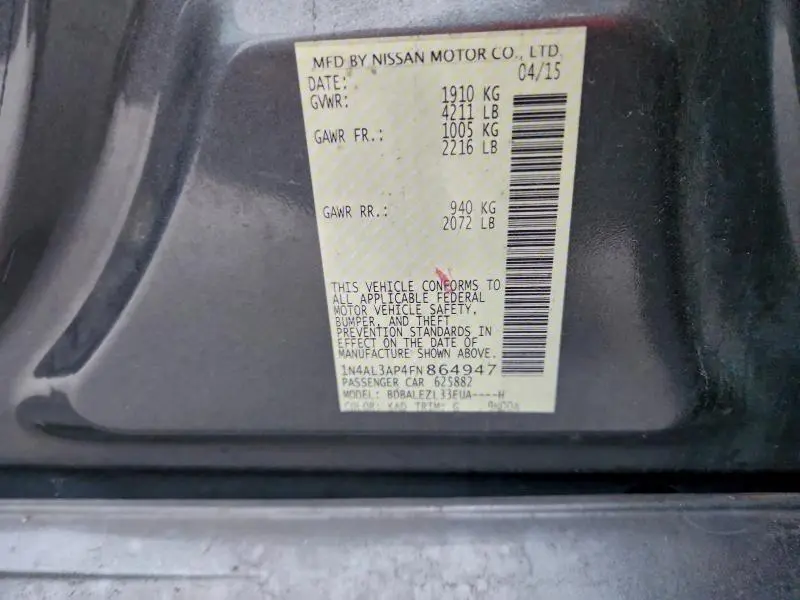 2015 NISSAN ALTIMA 2.5  