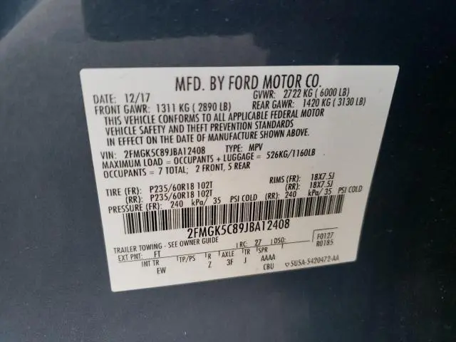 2018 FORD FLEX SEL  