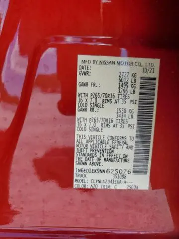 2022 NISSAN FRONTIER S  