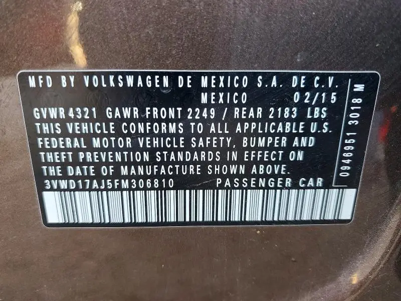 2015 VOLKSWAGEN JETTA SE  