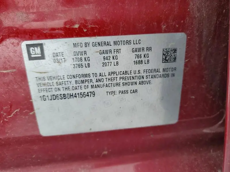 2017 CHEVROLET SONIC LT  