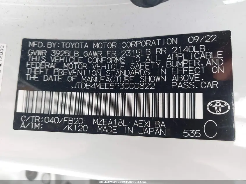 2023 TOYOTA COROLLA LE