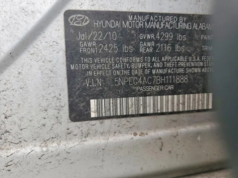 2011 HYUNDAI SONATA SE  