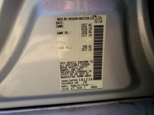 2016 NISSAN ALTIMA 2.5  