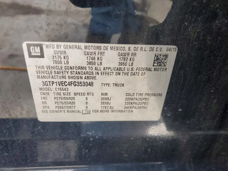 2015 GMC SIERRA C1500 SLT  