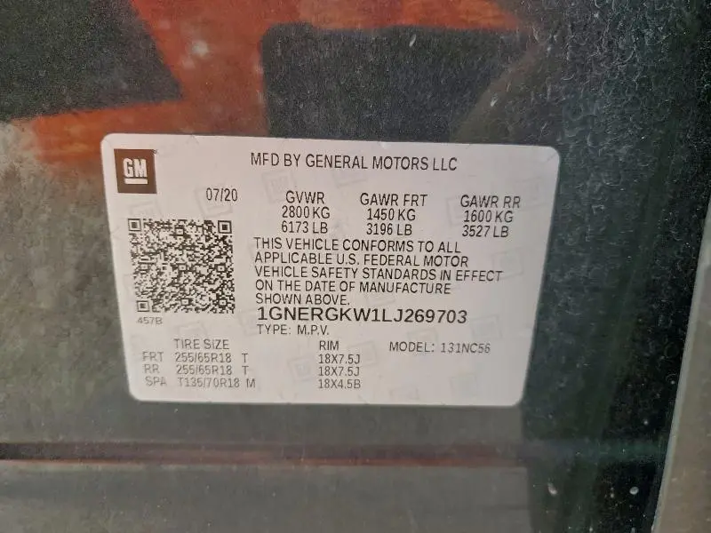 2020 CHEVROLET TRAVERSE LT  