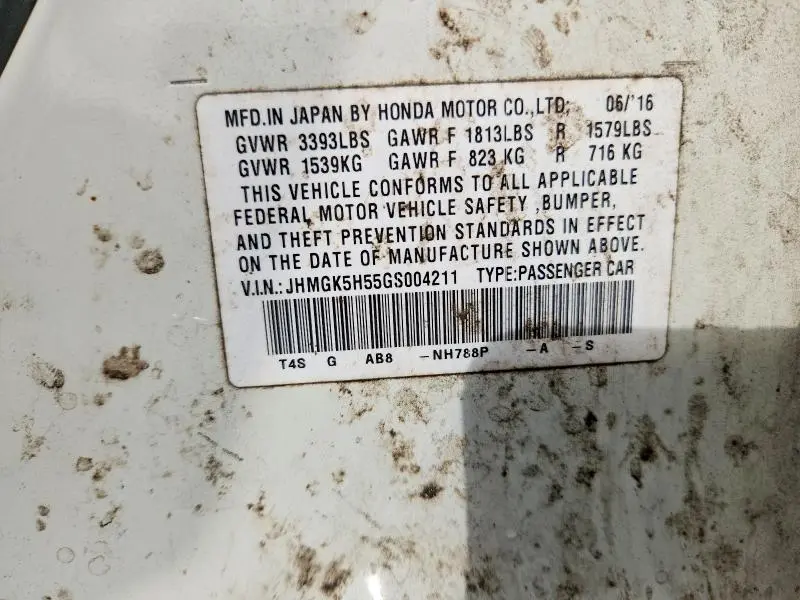 2016 HONDA FIT LX  