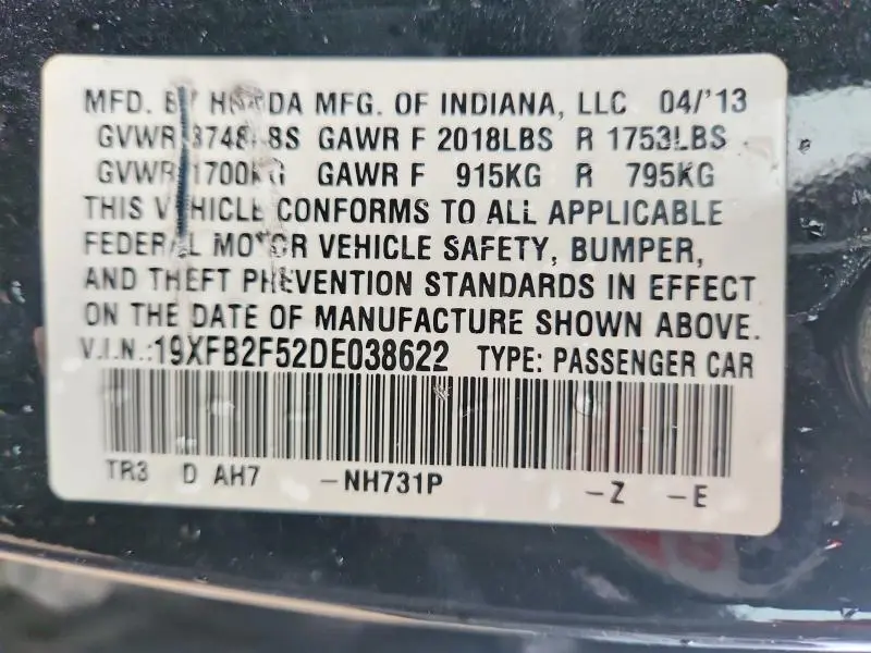 2013 HONDA CIVIC LX  