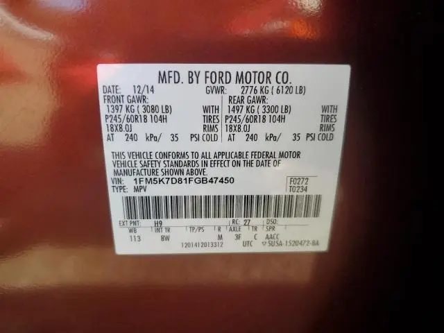 2015 FORD EXPLORER XLT  