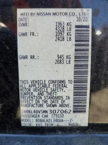 2021 NISSAN ALTIMA SV  