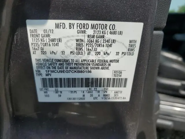 2012 FORD ESCAPE LIMITED  