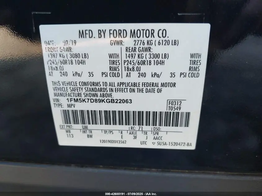 2019 FORD EXPLORER XLT