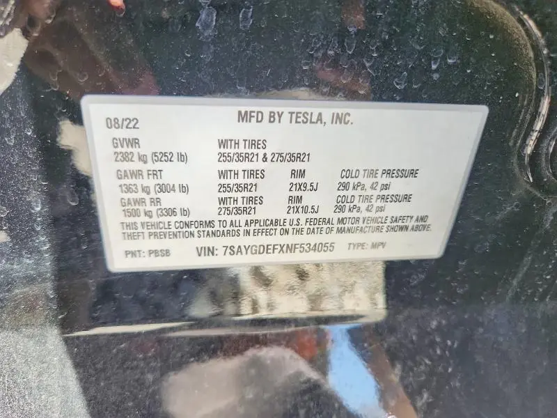 2022 TESLA MODEL Y   