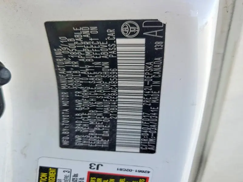 2010 TOYOTA COROLLA S  