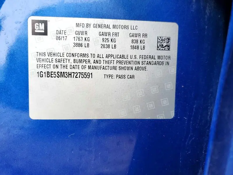 2017 CHEVROLET CRUZE LT  