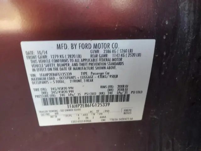 2015 FORD TAURUS SEL  