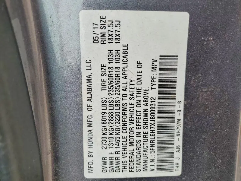 2018 HONDA ODYSSEY EXL  