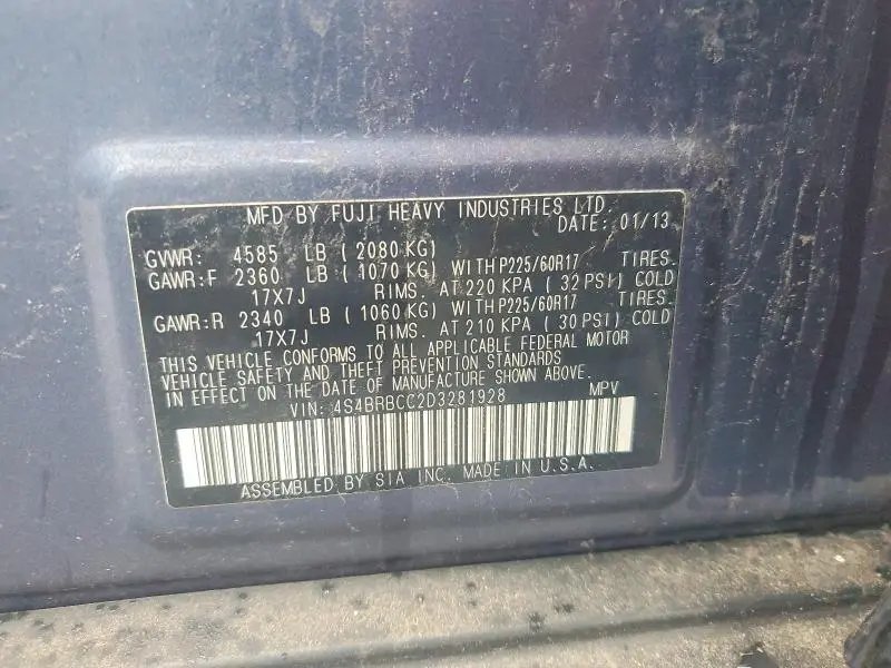 2013 SUBARU OUTBACK 2.5I PREMIUM  