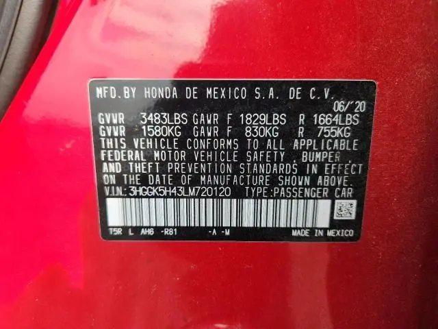 2020 HONDA FIT LX  