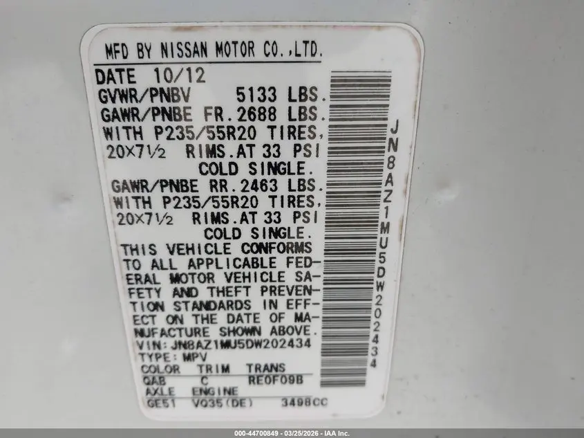 2013 NISSAN MURANO LE