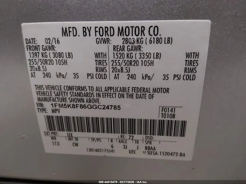 2016 FORD EXPLORER LIMITED