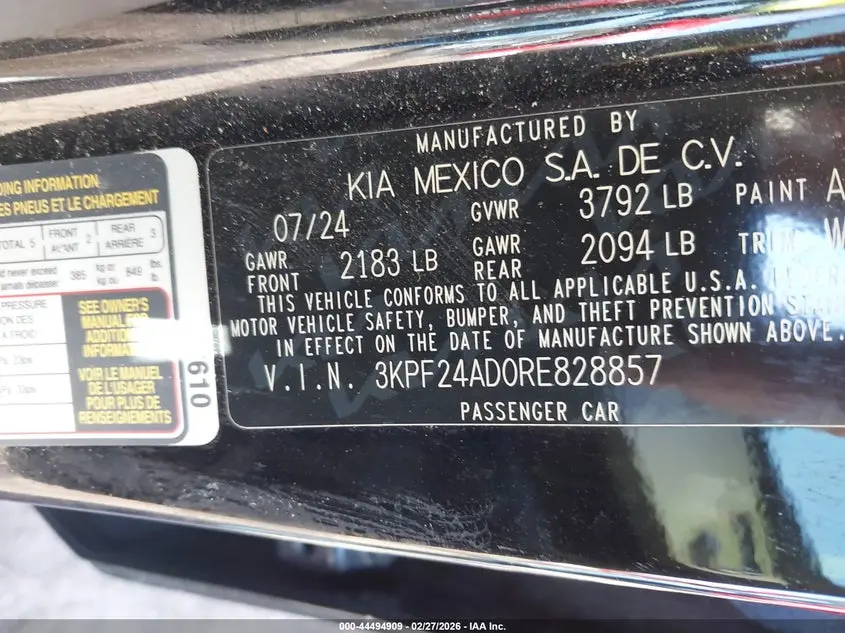 2024 KIA FORTE LXS