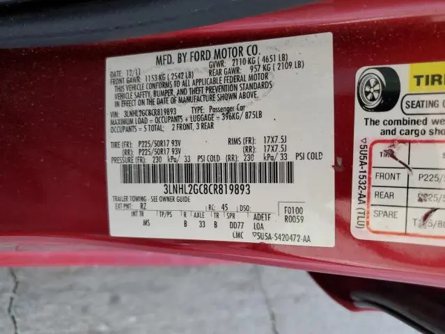 2012 LINCOLN MKZ   