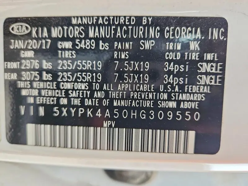 2017 KIA SORENTO SX LIMITED V6  
