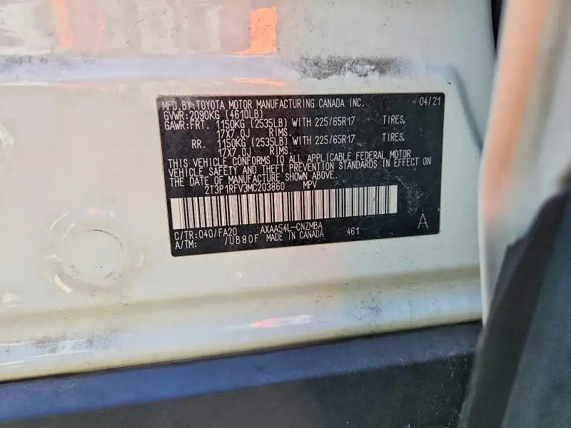 2021 TOYOTA RAV4 XLE  