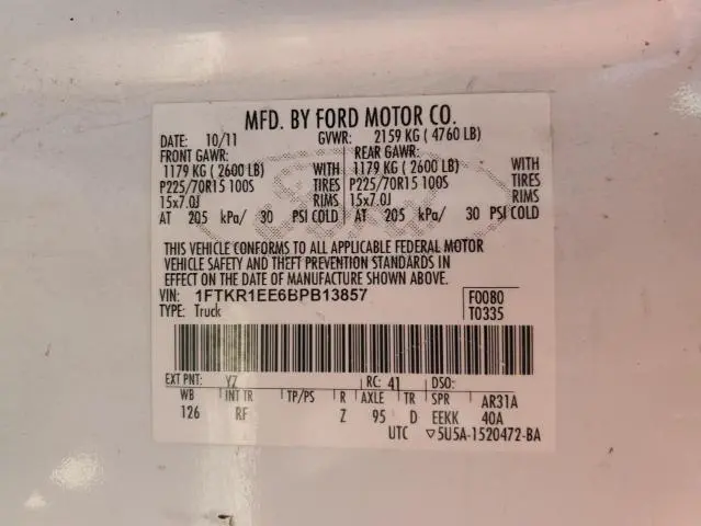 2011 FORD RANGER SUPER CAB  