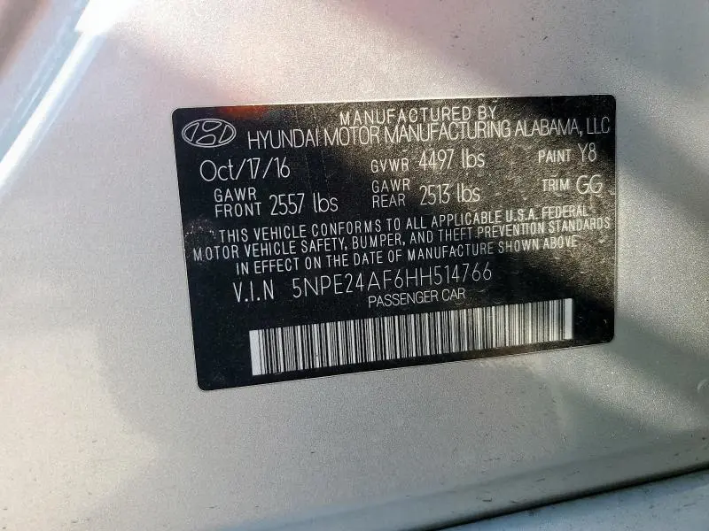 2017 HYUNDAI SONATA SE  